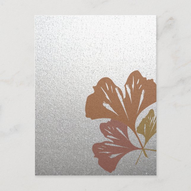 Postal Hojas de bronce del Ginkgo en el modelo de plata (Anverso)