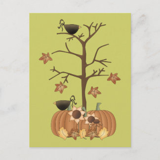 Postal Hojas de cuerdas de calabaza del otoño de la cosec
