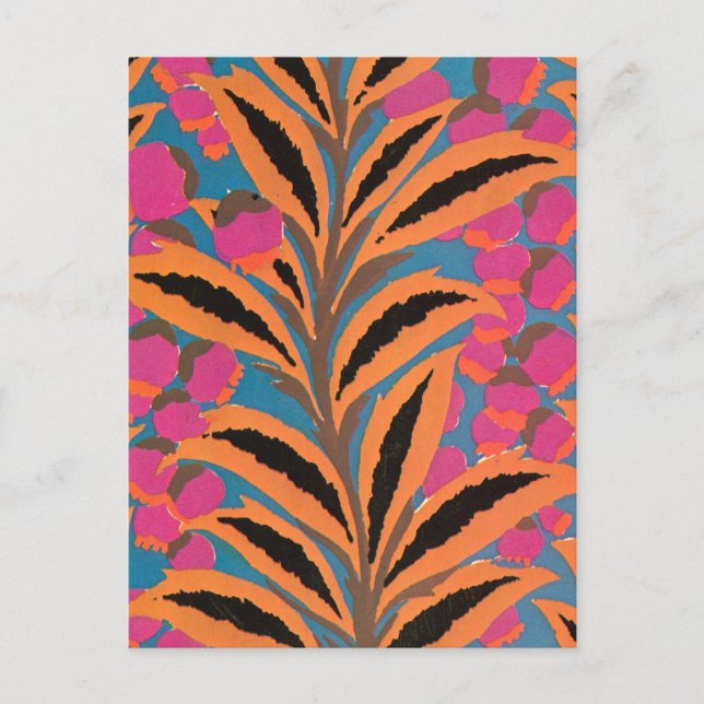 Postal Hojas de deco en Naranja (Anverso)