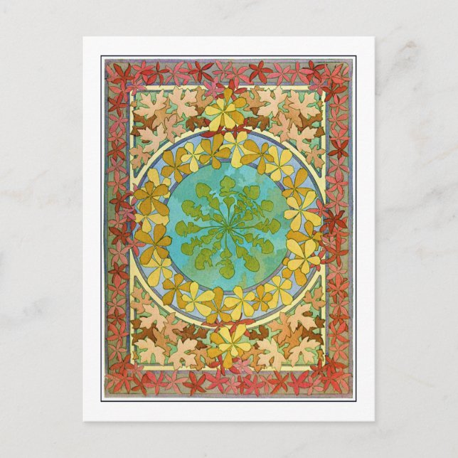 Postal Hojas de estilo Art Nouveau, Mucha (Anverso)