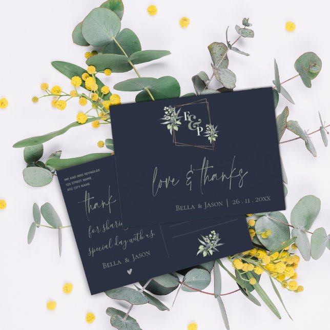 Postal Hojas de eucalipto lindas Agradecimiento de boda c (Subido por el creador)