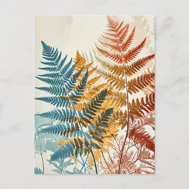 Postal Hojas de Ilustracion de color pastel (Anverso)