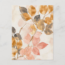 Postal Hojas de Ilustracion de color pastel