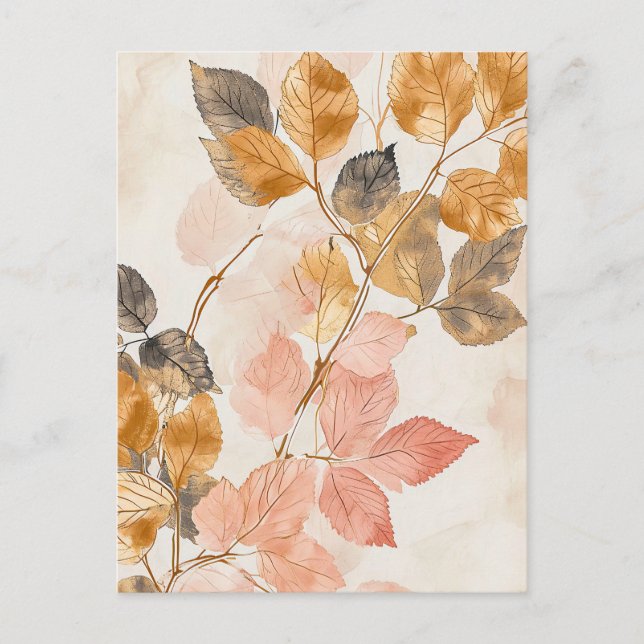 Postal Hojas de Ilustracion de color pastel (Anverso)