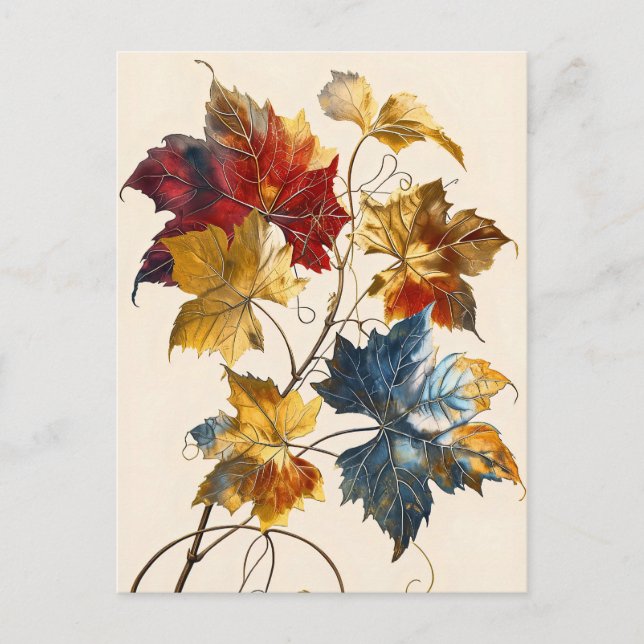 Postal Hojas de Ilustracion de color pastel (Anverso)