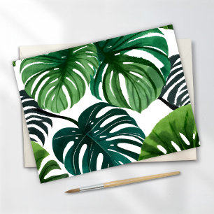 Postal Hojas de Monstera   Acuarela Moderna Simple