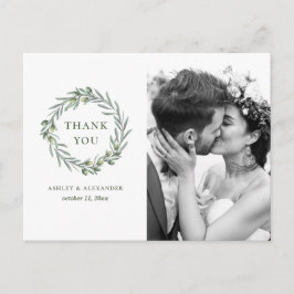 Postal Hojas de olivo acuarela. Agradecimiento de boda it