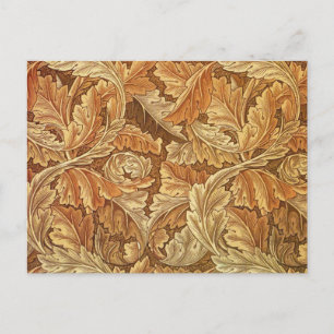 Postal Hojas de otoño Acanthus marrón de William Morris