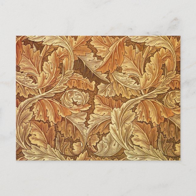 Postal Hojas de otoño Acanthus marrón de William Morris (Anverso)