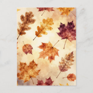 Postal Hojas de otoño acuarela patrón de otoño