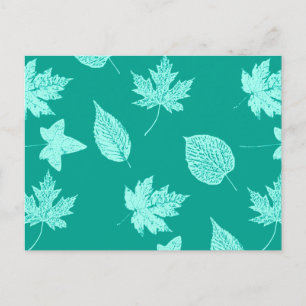 Postal Hojas de otoño - aqua y turquesa