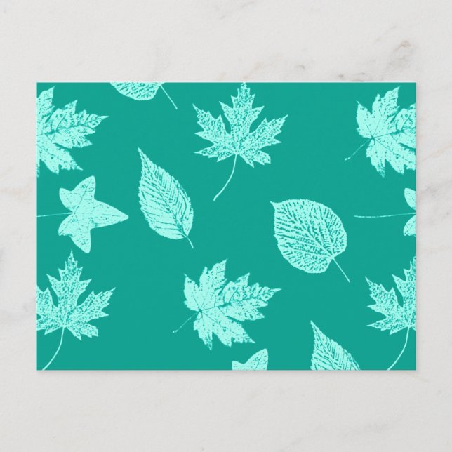 Postal Hojas de otoño - aqua y turquesa (Anverso)