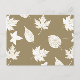 Postal Hojas de otoño - blanco y taupe