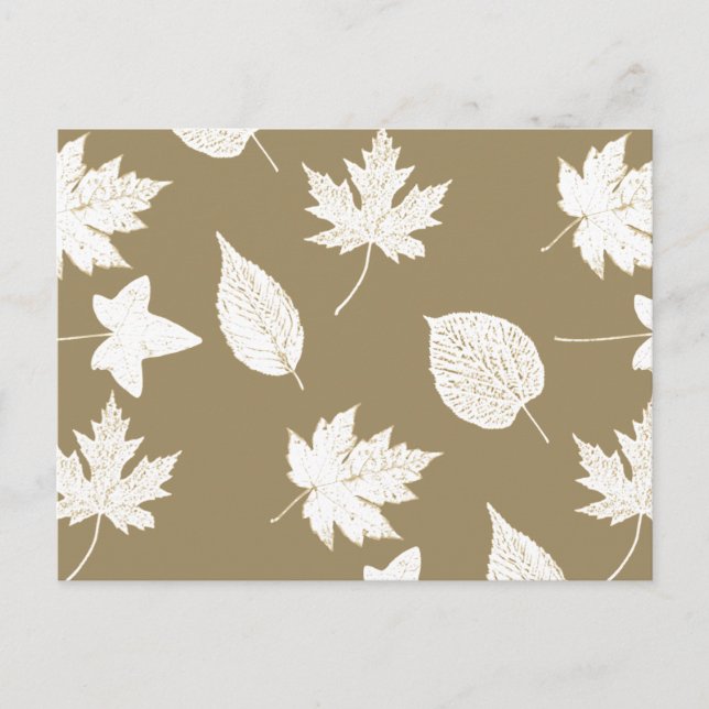 Postal Hojas de otoño - blanco y taupe (Anverso)