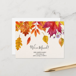 Postal Hojas de otoño botánicas cambio de dirección