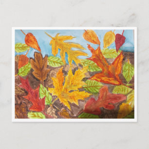 Postal Hojas de Otoño Coloridas