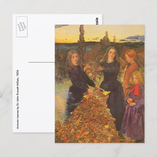 Postal Hojas de otoño de Sir John Everett Millais (Anverso / Reverso)