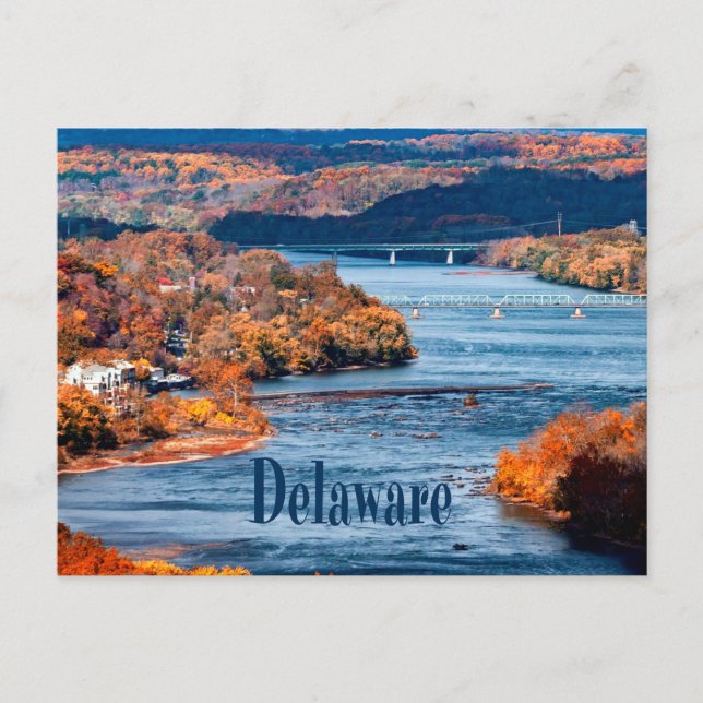 Postal Hojas de otoño del río Delaware (Anverso)