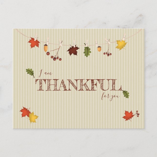 Postal Hojas de otoño en la línea de vestimenta (Anverso)