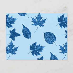 Postal Hojas de otoño - índigo y azul pálido