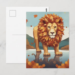 Postal Hojas de Otoño León Macho