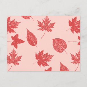 Postal Hojas de otoño - naranja coral y rosa
