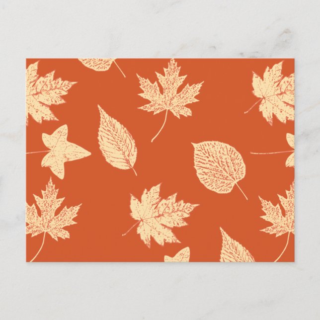 Postal Hojas de otoño - naranja mandarín (Anverso)