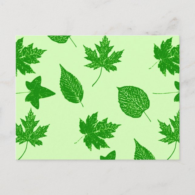 Postal Hojas de otoño - verde esmeralda y lima (Anverso)