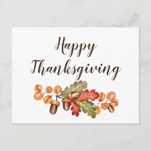 Postal Hojas de otoño y bellotas personalizadas