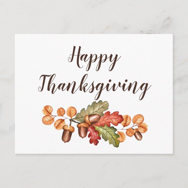 Postal Hojas de otoño y bellotas personalizadas (Anverso)