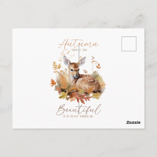 Postal Hojas de otoño y flores (Reverso)