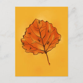 Postal Hojas De Otoño Y Hormigas En Naranja Amarillo