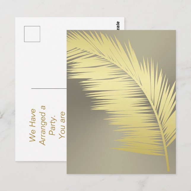 Postal Hojas de palma tropical dorada (Anverso / Reverso)
