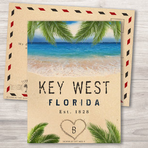 Postal Hojas de palmas tropicales de arena de West Beach