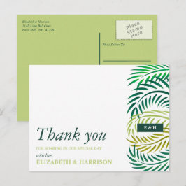 Postal Hojas de palmeras tropicales, bodas en la playa gr