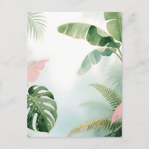 Postal Hojas de selva tropical acuarela