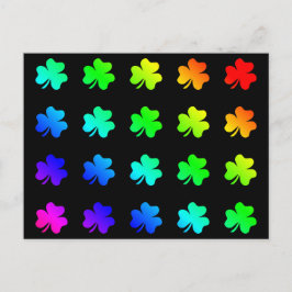 Postal Hojas de Trébol de Buena Suerte Colores Arcoíris C