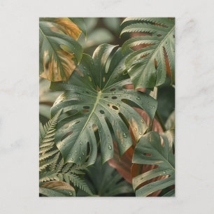 Postal Hojas Lujuriosas de Monstera Helechos Selva Tropic