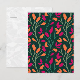 Postal Hojas oscuras verdes botánicas arte elegante