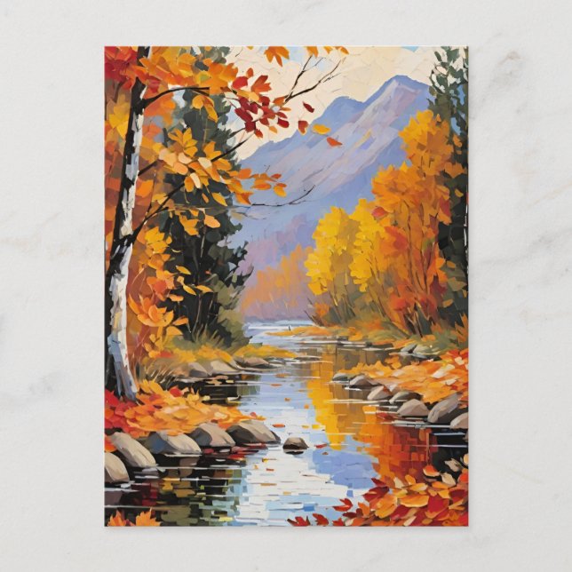 Postal Hojas otoñales (Anverso)