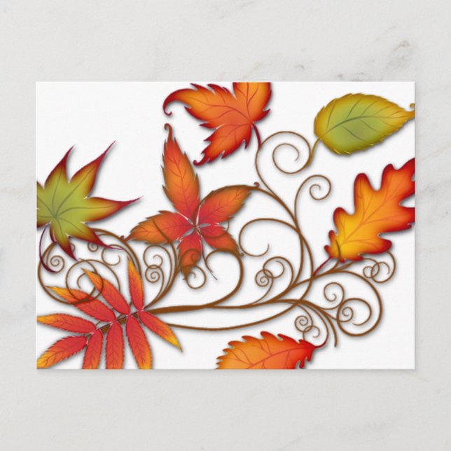 Postal Hojas otoñales (Anverso)