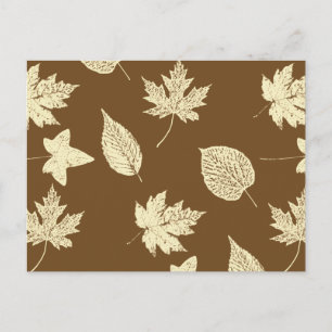Postal Hojas otoñales - beige y chocolate
