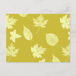 Postal Hojas otoñales - mostaza y amarillo claro