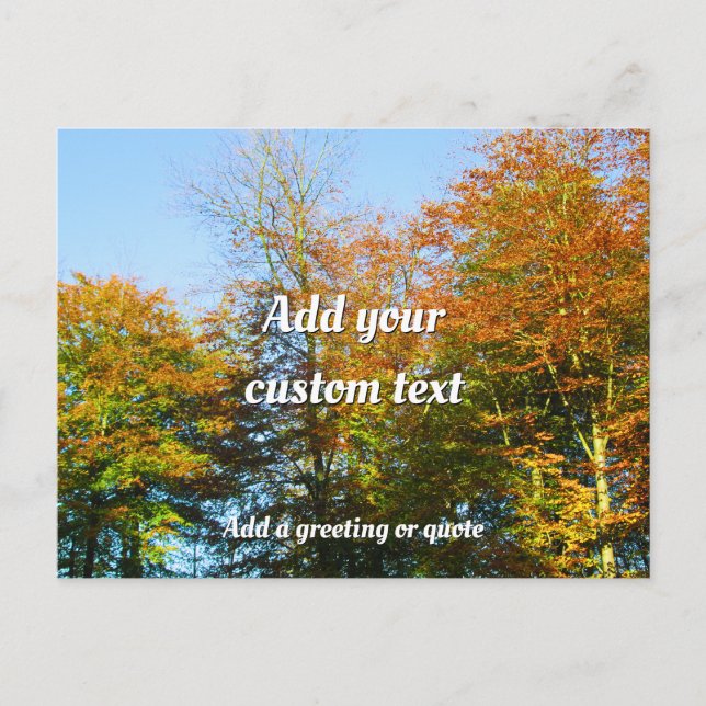 Postal Hojas otoñales y cielos azules - Personalizado (Anverso)