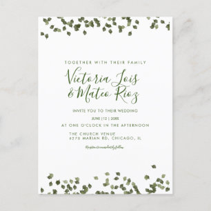 Postal Hojas que caen Otoño Rústico Boda  