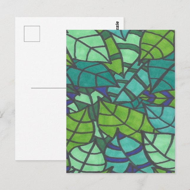 Postal Hojas tropicales verdes (Anverso / Reverso)
