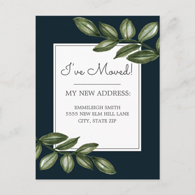 Postal Hojas verdes en dirección de cambio de tablero neg (Anverso)