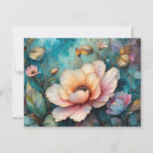 Postal Hojas y cielo de flores de Cosmos coloridas