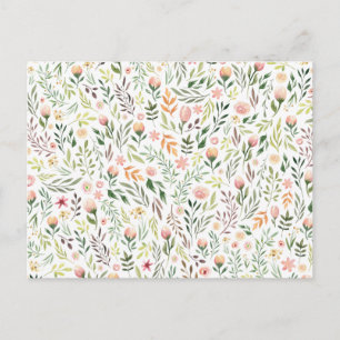 Postal Hojas y flores de color bohemio