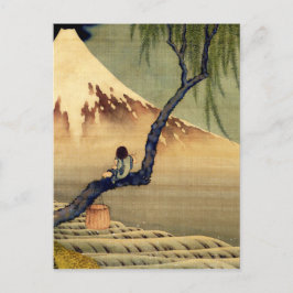 Postal Hokusai Boy viendo la cosecha japonesa del Monte F